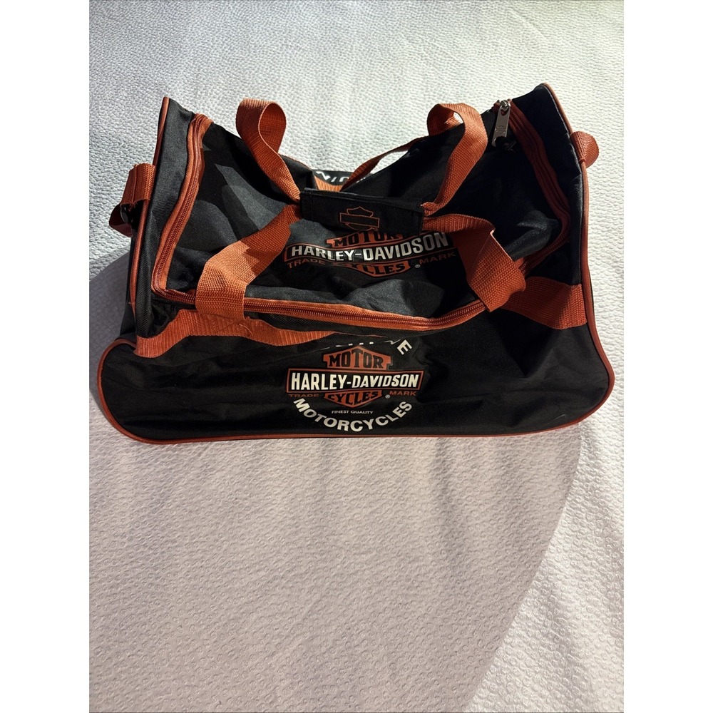 Genuine Duffel Bag Harley Davidson Logo Classic Motorcycles Black Orange 20x9x10